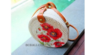 deco flowers circle rattan sling bags fashion